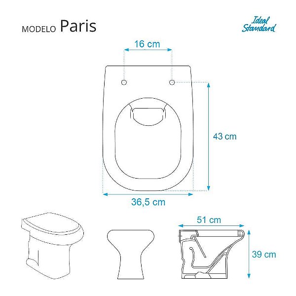 Tampa De Vaso Sanitario Com Amortecedor Paris Branco Para Bacia Ideal Standard