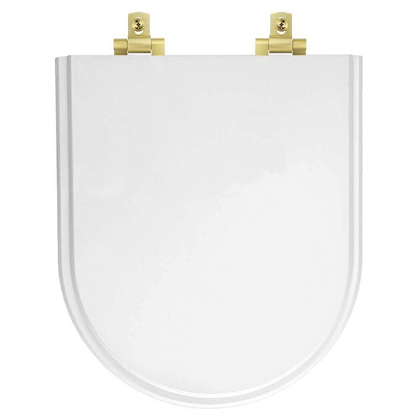 Assento Sanitário MDF Soft Close Nuova Branco para Vaso Deca com Ferragem Dourada