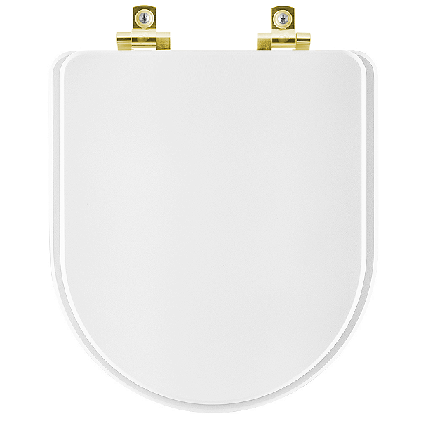 Assento Sanitário Soft Close Valentina Branco para vaso Hervy com Ferragem Dourada