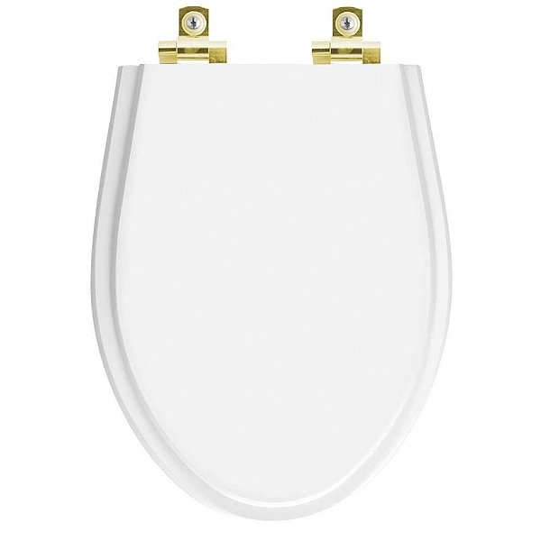Assento Sanitário Soft Close Alpinia Branco para vaso Fiori com Ferragem Dourada