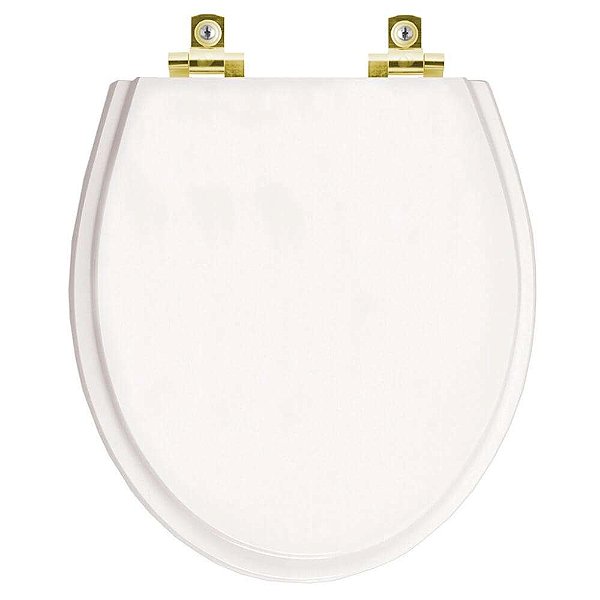 Assento Sanitário Soft Close Ritz Branco para vaso Deca com Ferragem Dourada