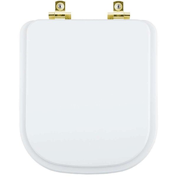 Assento Sanitário Soft Close Unic Branco para vaso Deca com Ferragem Dourada