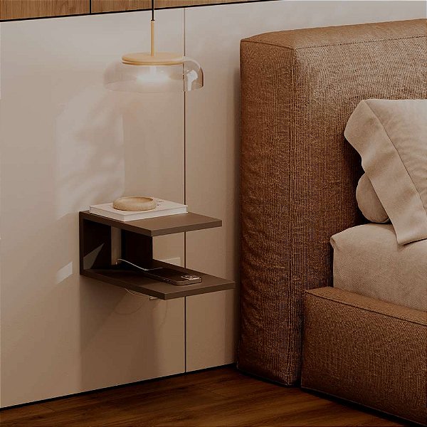 Mesa de Cabeceira Oslo Preta Cama Quarto Sala 23x15cm