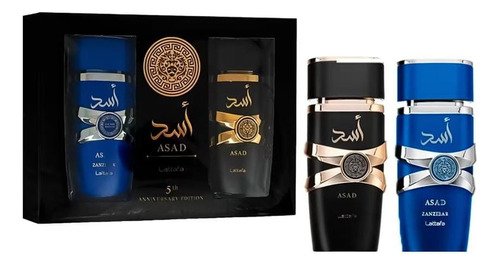 Conjunto de Perfumes Árabes Lattafa Asad e Asad Zanzibar Eau de Parfum Masculino - 100ml