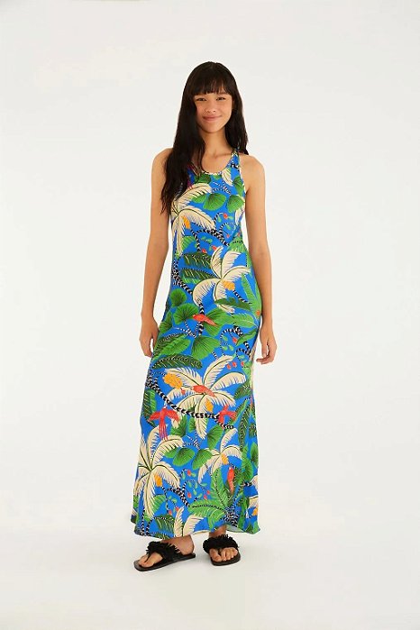 Vestido Longo Estampado Ilha Da Noite