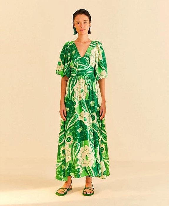 Vestido Cropped Tropical Groove verde