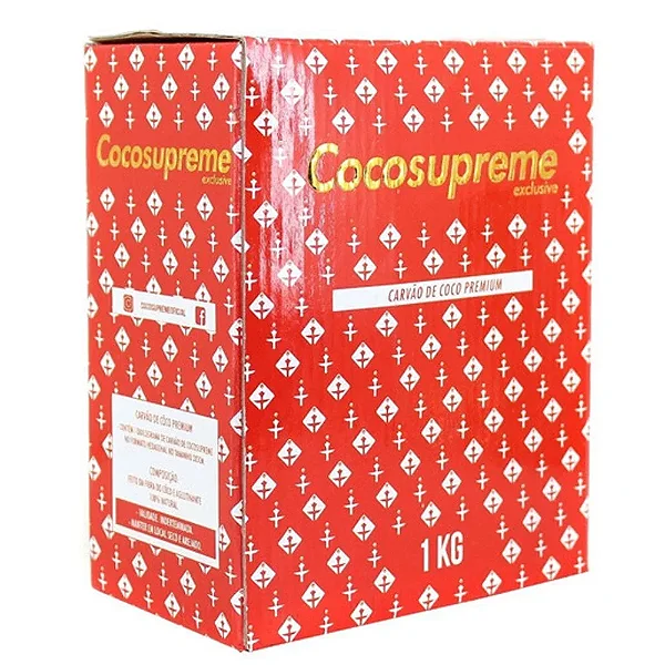BRIQUETE DE CARVAO VEGETAL COCOSUPREME CX 1KG
