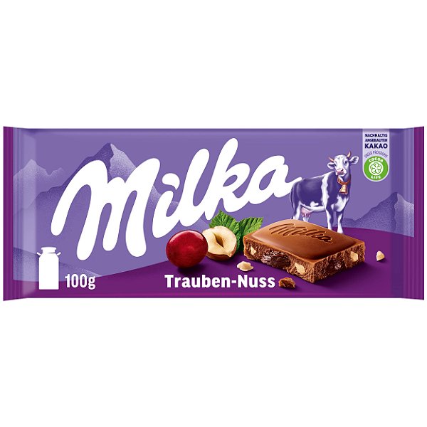 MILKA CHOCOLATE AO LEITE RAISIN E HAZELNUT 100G
