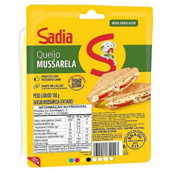 QUEIJO MUSSARELA FATIADO SADIA 150G