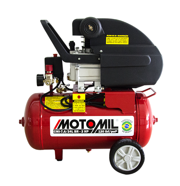 COMPRESSOR DE AR MOTOMIL CMI-7,6/24BR - 24 LITROS - 7,6 PÉS - MONOFÁSICO
