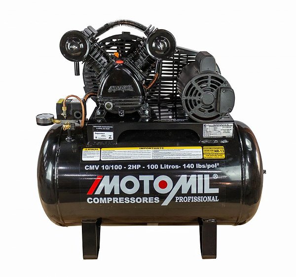 COMPRESSOR DE AR MOTOMIL CMV-10/100  10 PÉS - 100 LITROS - MONO 127/220V