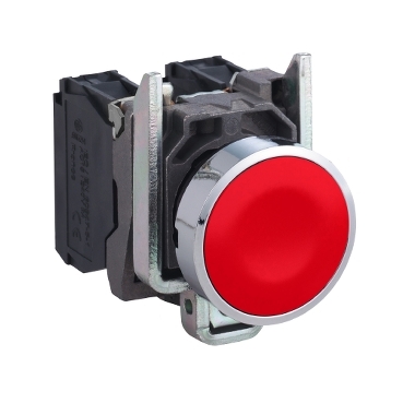 BOTÃO METALICO Ø22mm RETORNO MOLA - VERMELHO - NA+NF - XB4BA45