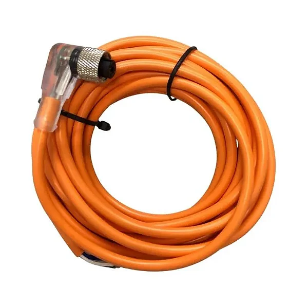CABO PARA SENSOR COM CONECTOR M12 90° 4 PINOS LED PNP 5 METROS DE CABO K12-A-5M-LP METALTEX