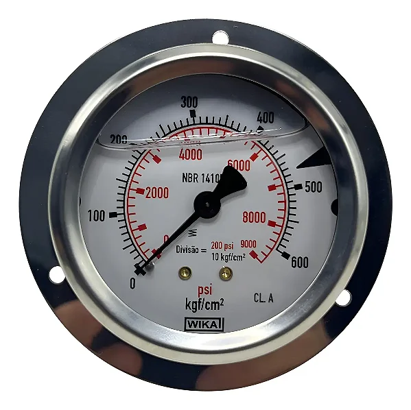 MANOMETRO GLICERINADO Ø63 NPT1/4" 250 BAR COM FLANGE HMAN63F-250