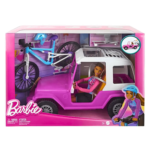 HKB06 BARBIE BICICLETA E CARRO OFF ROAD COM BONECA