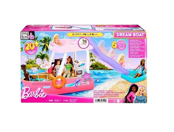 HJV37 BARBIE BARCO COM PISCINA E TOBOGA