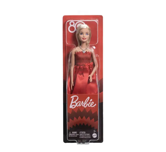 JGD25 BARBIE 80 ANIVERSARIO VESTIDO VERMELHO RUBI