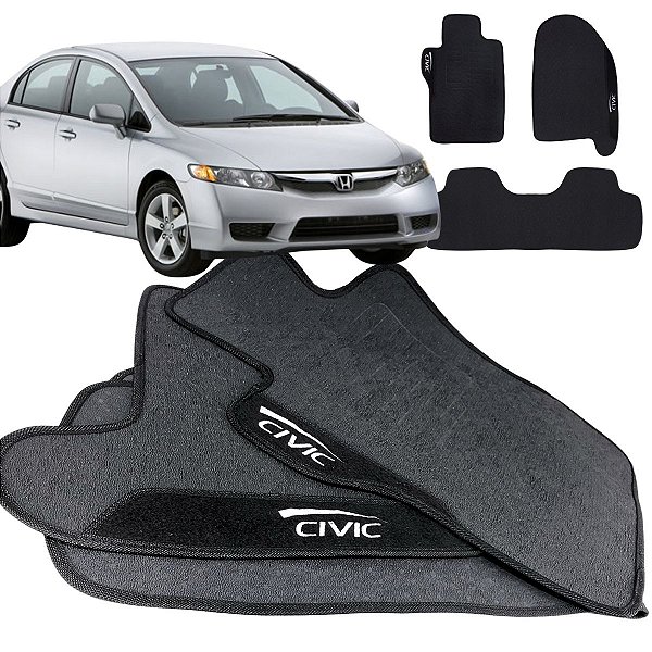 Tapete pra Carro Borracha Honda New Civic 2007/2013 3 Peças