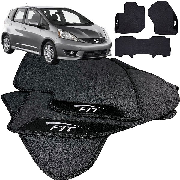 Tapete pra Carro Borracha Honda New Fit 2009 a 2014 3 Peças