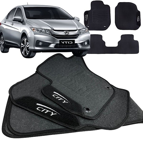Tapete pra Carro Borracha Honda City 2015 a 2021 3 Peças