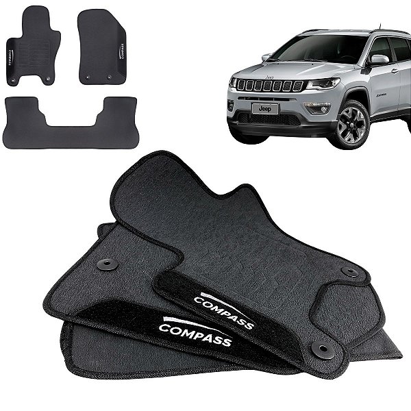 Tapete pra Carro Borracha Jeep Compass 2019 a 2024 3 Peças