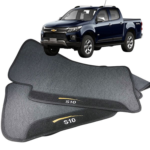 Tapete pra Carro Borracha S10 Cabine Dupla 2012 a 2018 3Peças