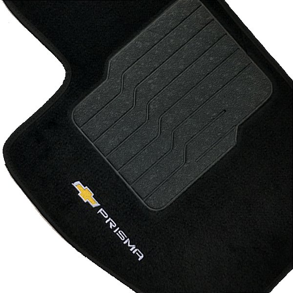 Jogo Tapete Carpete Automotivo Prisma 2006 a 2012 Preto com Logo Bordado 5 Peças