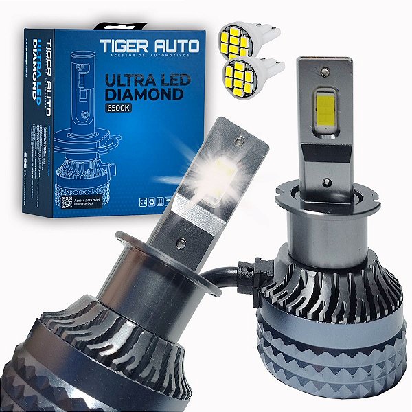 Kit Lâmpada Ultra Led Diamond Farol Milha Gol G4 06/12 60W 6500k