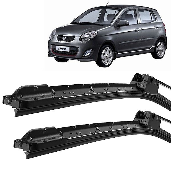 Par Palheta Limpador ParaBrisa Picanto 2003 04 05 06 07 08 2009 10 11 12 Silicone encaixe Gancho