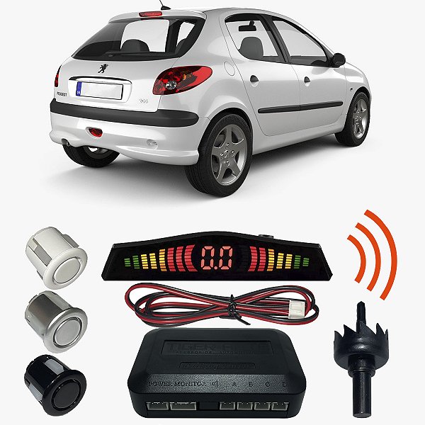 Sensor Estacionamento Ré Peugeot 206 com Display 4 pontos