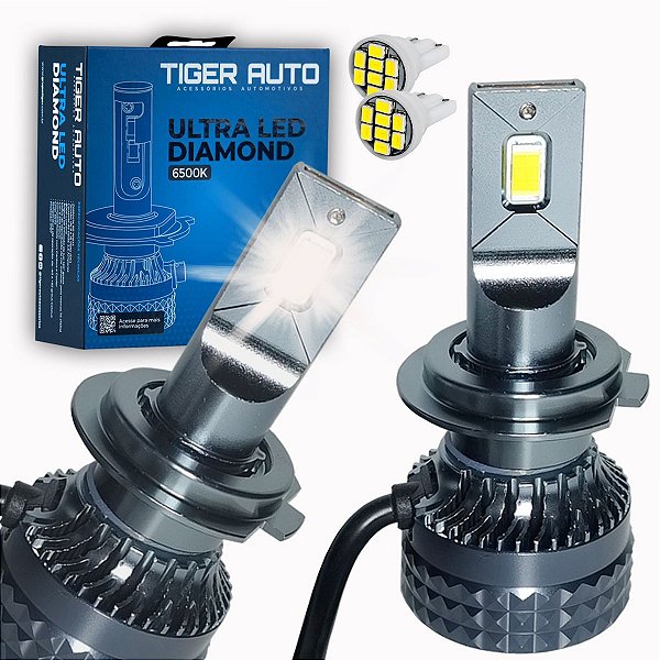Kit Lâmpada Ultra Led Diamond Farol Alto Milha A3 01/06 60W 6500k
