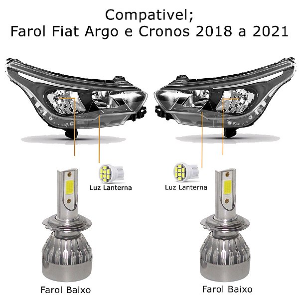 Kit Lâmpada Super Led Argo Farol Baixo H7 20000 Lumens