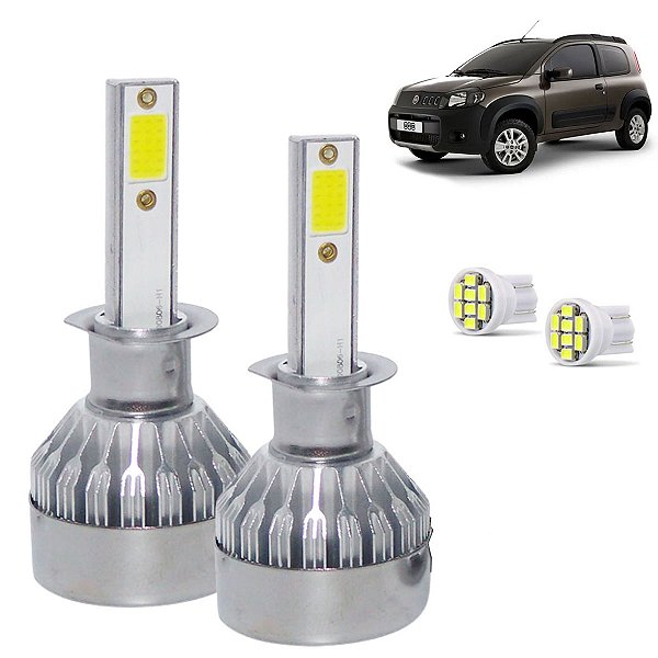 Kit Lâmpada Super Led Uno 2015 a 2021 Farol Milha H1 20000 Lumens