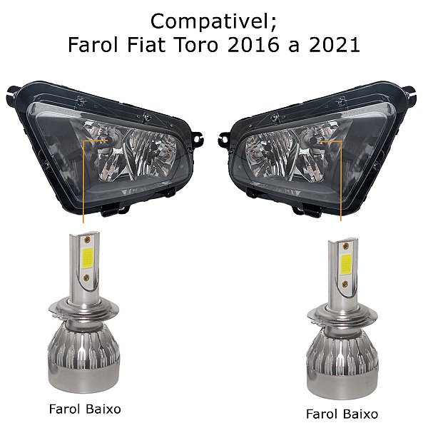 Kit Lâmpada Super Led Toro 2016 a 2020 Farol Baixo H7 20000 Lumens
