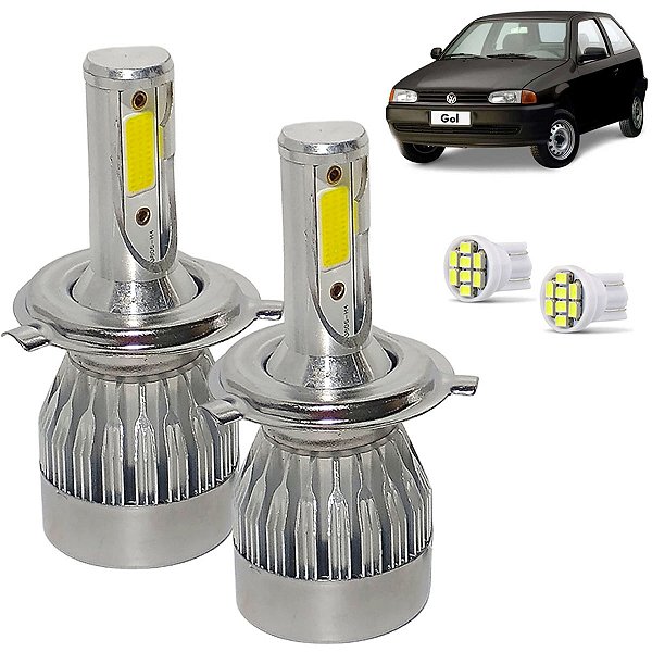 Kit Super Led Gol G2 1996 a 2000 Farol Alto e Baixo H4  20000 Lumens