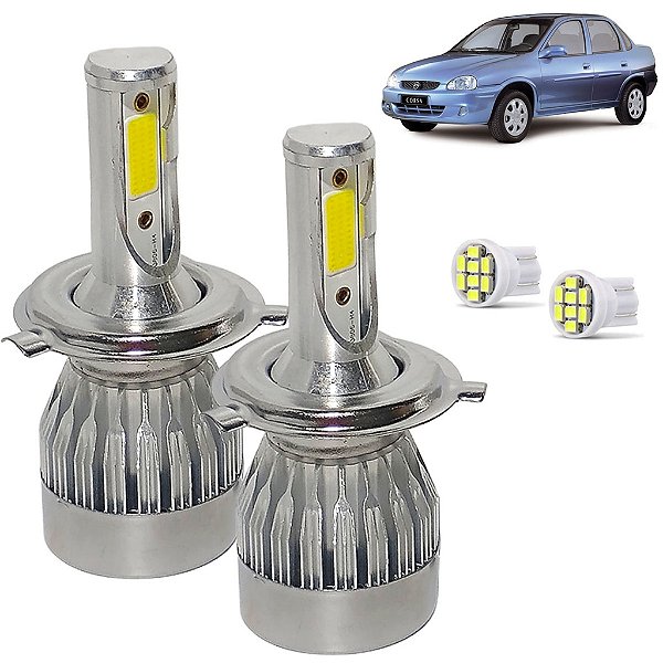 Kit Lampada Super Led Corsa Classic 2000 01 02 03 04 2005 Farol Alto e Baixo H4 20000 Lumens