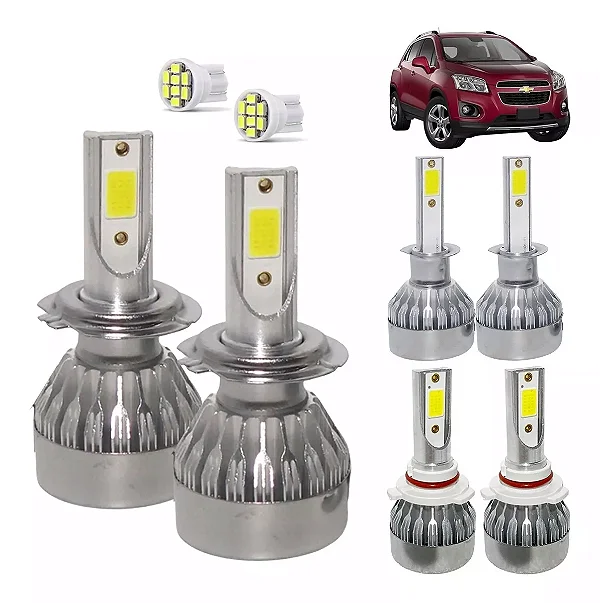 Kit Super Led Tracker 2012 2013 2014 2015 2016 Farol Baixo H7 + Alto H1 + Milha HB4 20000 Lumens
