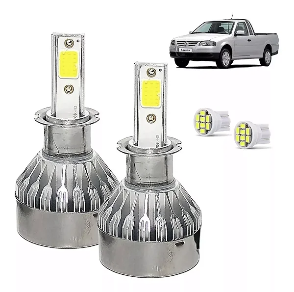Kit Super Led Saveiro G4 2006 a 2012 Farol Milha H3 20000 Lumens
