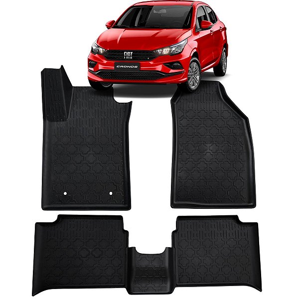 Tapete Bandeja Borracha Borda Alta Fiat Cronos 2018 a 2025