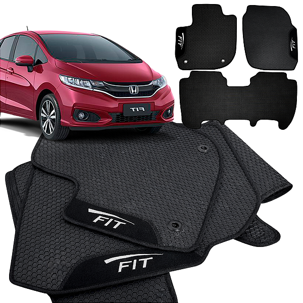 Tapete Borracha Fit 2015 a 2026 3 peças Traseira inteiriça