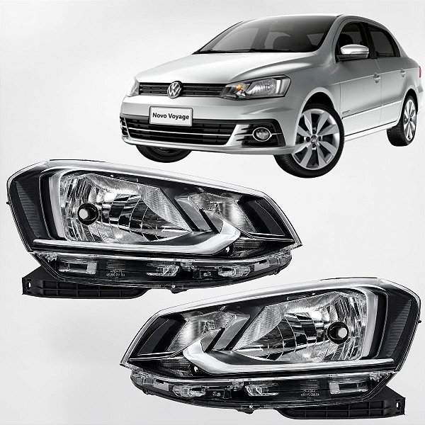 Par Farol Voyage G7 2016 2017 2018 Friso Cromado Foco Simples Mascara Negra