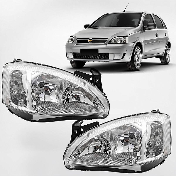 Par Farol Corsa Montana 2008 2009 2010 2011 2012 Foco Duplo Lente Lisa Cromada