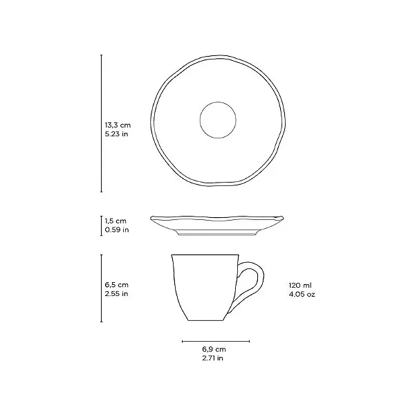 Xícaras de Café com Pires Bio Latte 120ml
