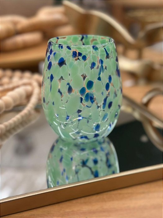 Copo Manchas Verdes e Azuis