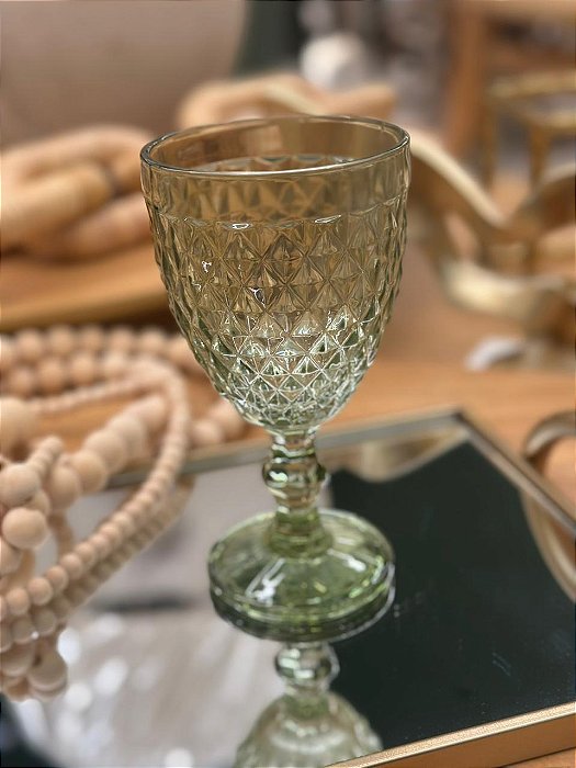 Taça Água Vidro Bico Abacaxi Verde