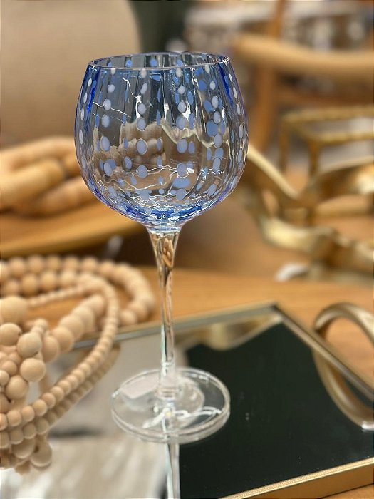 Taça Vinho Vidro Orquídea Azul