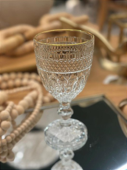 Taça Vidro Água Fio Dourado Brand