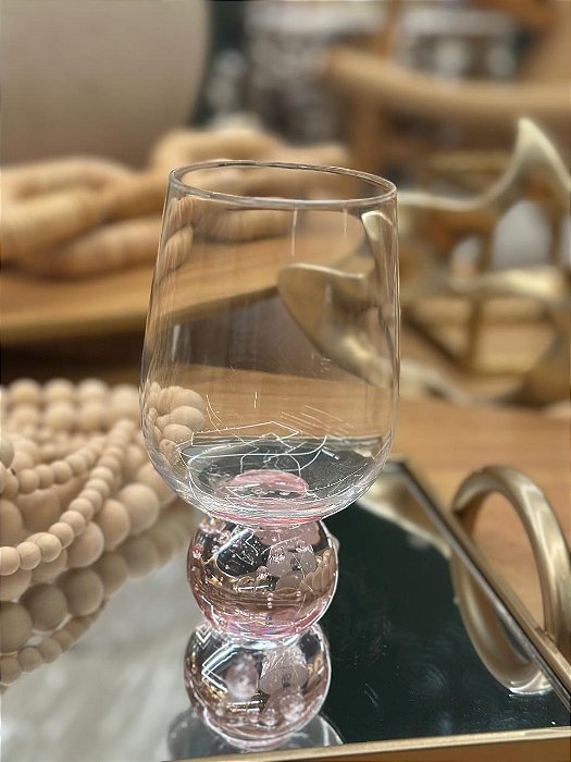 Taça Transparente Esfera Pink 540ml