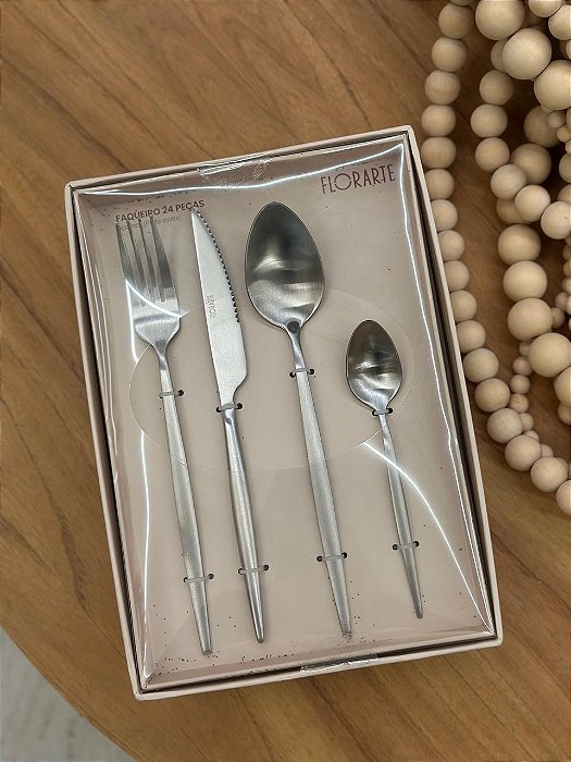 Faqueiro Inox Prata Fosco 24 Peças
