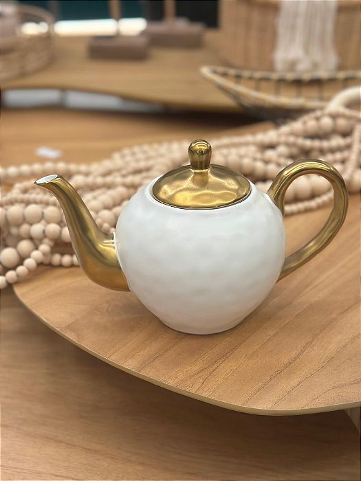 Bule Chá Porcelana Dubai Dourado 1L